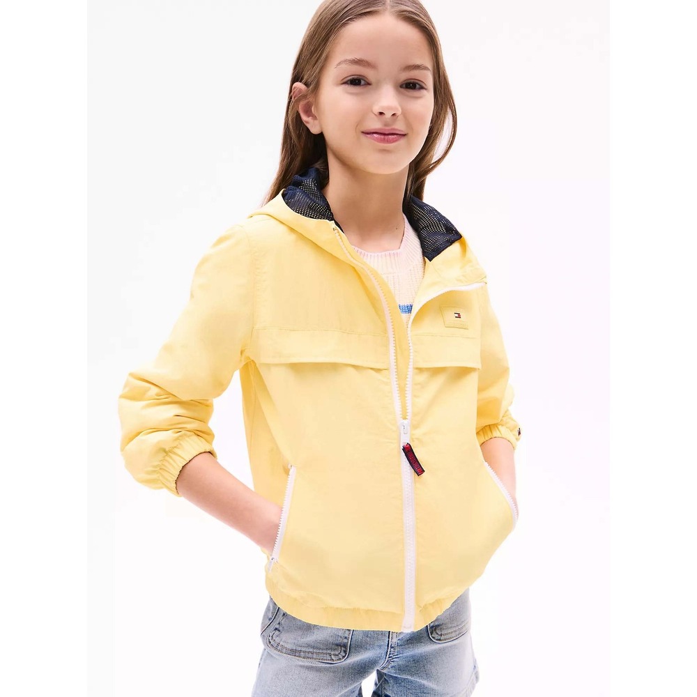 Tommy Hilfiger Chicago Hooded Windbreaker Yellow Kids Size Medium